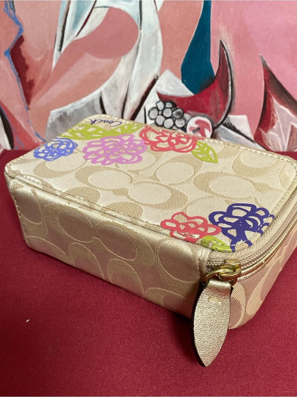 Vintage Coach Travel Jewelry Case Organizer w/ Floral & Y2K 